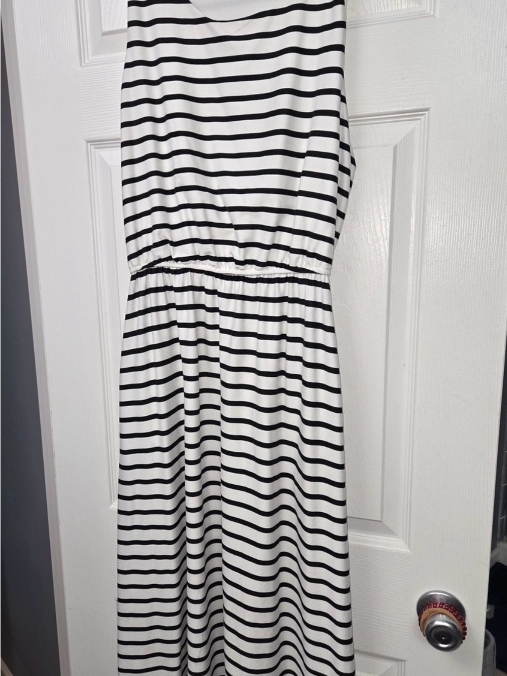 Striped Sleeveless Maxi Dress in Black and White
